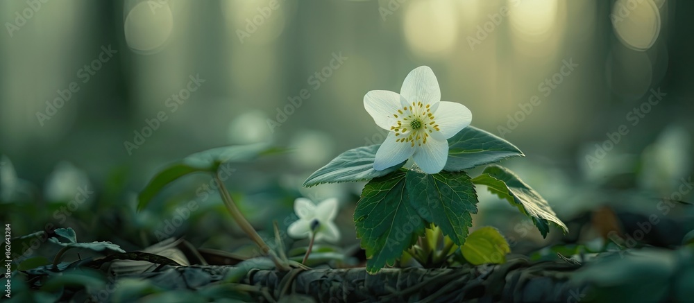 Aufkleber a lovely flower in a woodland setting with ample copy space image available.