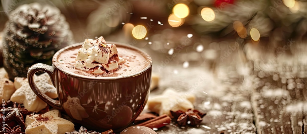 Aufkleber a hot chocolate copy space image featuring a steaming cup of cocoa.
