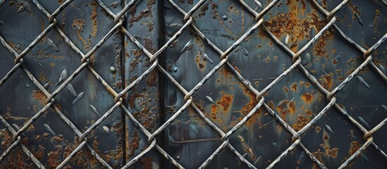 Fototapeta premium Texture of a metallic fence, suitable for a copy space image.