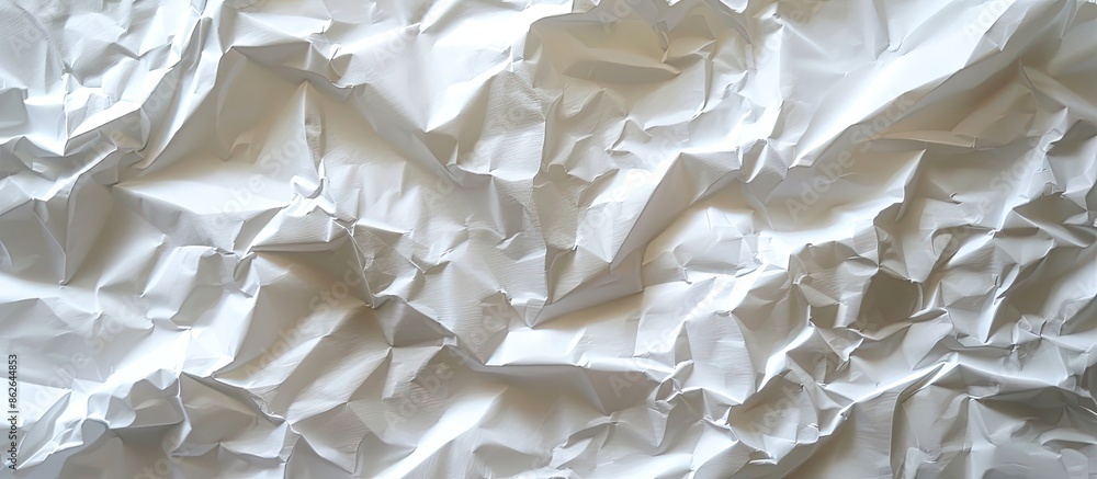 Aufkleber Top view of a clean white paper with a crumpled texture, suitable as a background for adding copy space image.