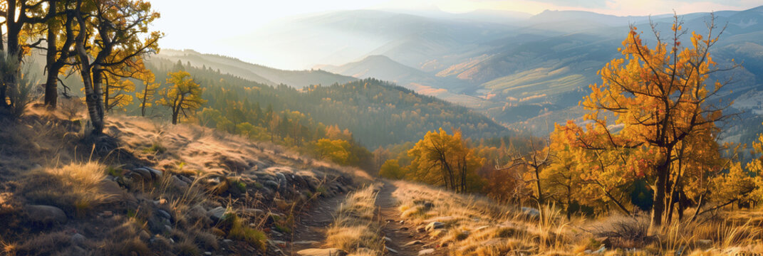 Trail on the moutain in the afternoon, Landscape photography