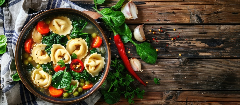 Poster in under 30 minutes, a tasty tortellini soup is ready by adding onions, celery, carrots, red pepper,