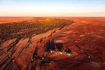 Aerial view of Painted Desert at dusk, Arckaringa hills, outback South Australia.