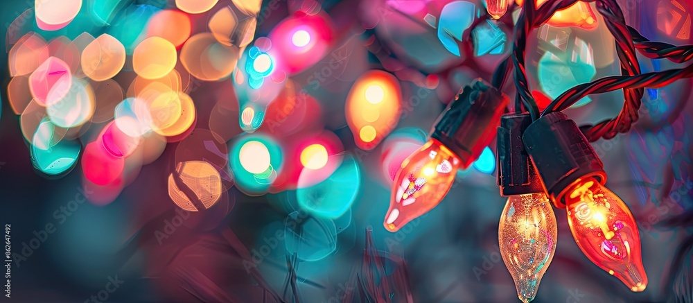 Poster christmas lights with a transparent electric wire provide a festive glow. there is room for adding t