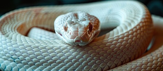 Fototapeta premium An impressive albino snake with a striking appearance - perfect for a copy space image.