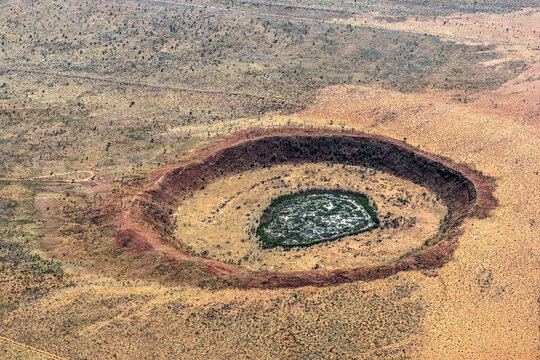 Aerial view of Wolfe Creek crater, meteorite, Sturt Creek, Western Australia, Australia.