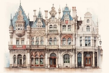 Obraz premium Architecture building drawing sketch.