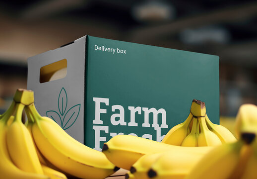Fruit Delivery Box Mockup With Generative AI