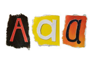 A alphabet torn from a magazine paper. Ransom note style letters.