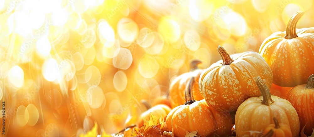 Aufkleber pumpkins with a blurred background in the copy space image.