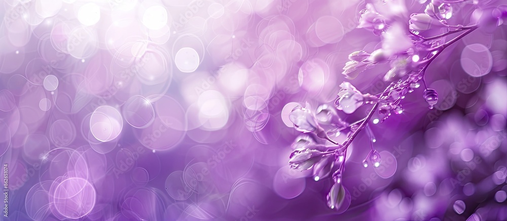 Poster nature-themed abstract bokeh background in shades of violet with copy space image.