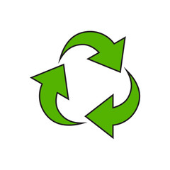 Obraz premium Recycling Sign Symbol Symbol Flat Design Vector Illustration. Isolated in a blank background can be edited and color-changed.