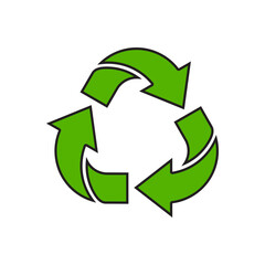 Recycling Sign Symbol Symbol Flat Design Vector Illustration. Isolated in a blank background can be edited and color-changed.