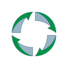 Recycling Sign Symbol Symbol Flat Design Vector Illustration. Isolated in a blank background can be edited and color-changed.