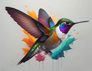 Fototapeta premium fliegender Kolibri mit lila Hals