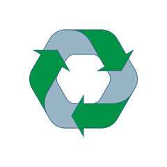 Recycling Sign Symbol Symbol Flat Design Vector Illustration. Isolated in a blank background can be edited and color-changed.