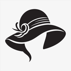 Female hat vector silhouette illustration on a White Background