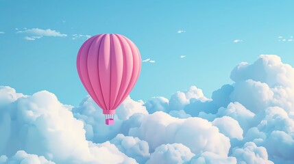 Obraz premium 3D pink cartoon hot air balloon