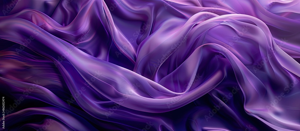 Poster Purple fabric billowing with copy space image.