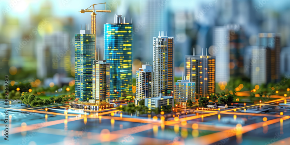 Poster illustration of the residential real estate developers market. a graph or chart showing the drop in 