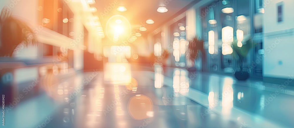 Poster an abstract medical background with a blurred hospital clinic interior, perfect for adding text or g