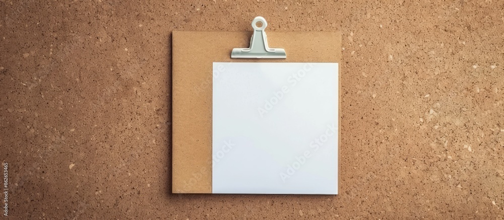 Poster cork board mockup with a white memo stick for copy space image.