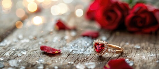 Heartfelt declaration of love shown with an engagement ring in a copy space image.