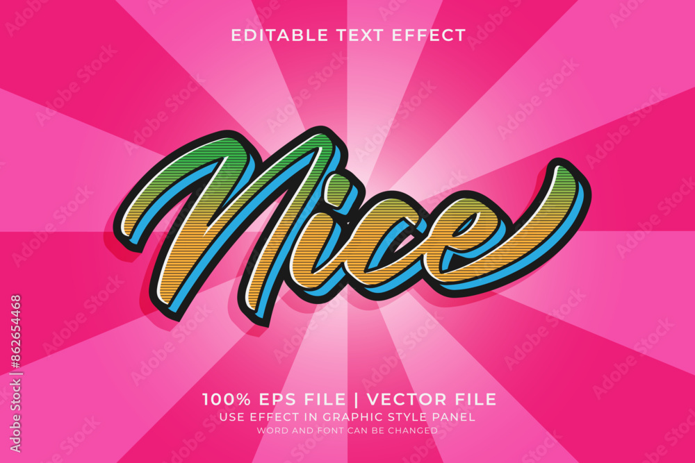 Poster 3d text effect nice editable vector, vintage retro style text effect