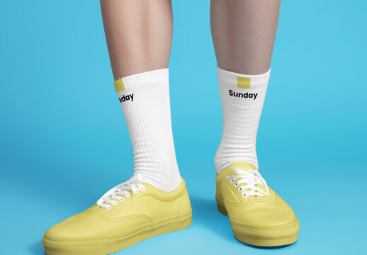 Mid Calf Socks Mockup With Generative AI