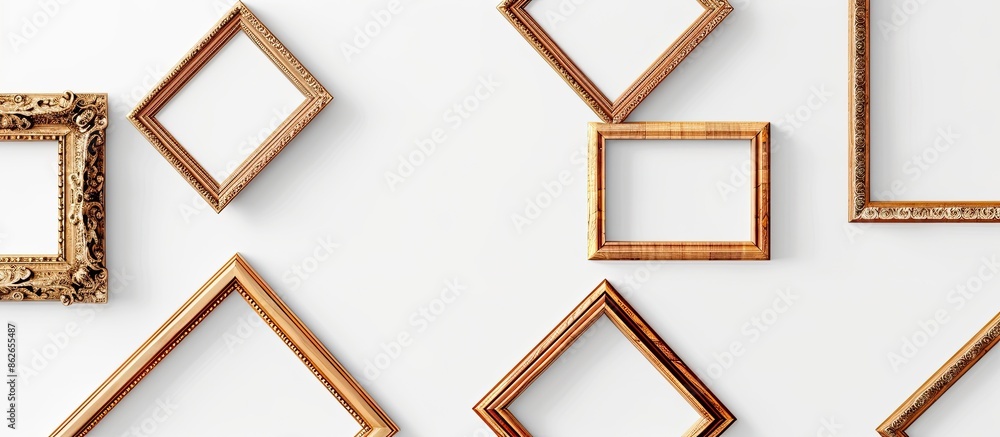 Aufkleber frames seen from a top perspective on a white background isolated for copy space image.