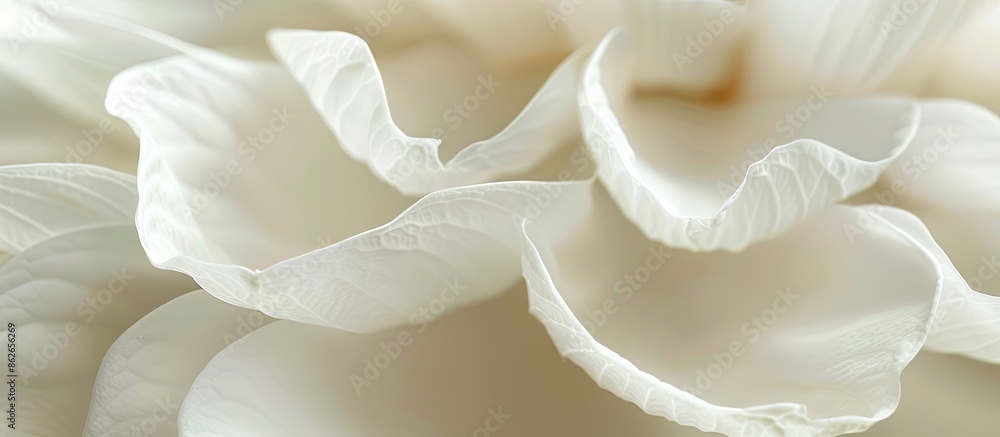 Poster A close-up photo of a white lotus petal, perfect for backgrounds or textures, with empty space for writing or images. Copy space image. Place for adding text and design