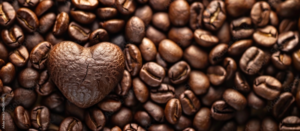 Aufkleber a heart-shaped cluster of coffee beans is positioned in the backdrop, giving ample copy space image.