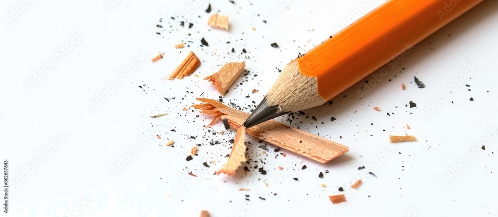 Aufkleber A broken pencil and an eraser are displayed against a white backdrop with ample space for additional content or text in the image.