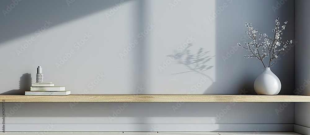 Poster Modern room interior featuring a shelf unit with empty space for copy space image.