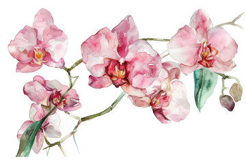 Delicate Watercolor Illustration of Pink Orchids