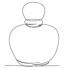 continuous single drawn one perfume bottle hand-drawn picture silhouette. Line art. doodle. bottle of perfume