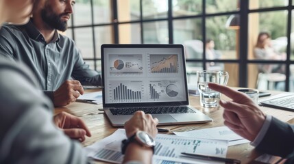 The office meeting with laptops