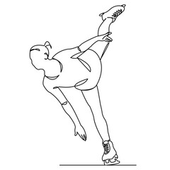 continuous single drawn one line girl figure skater hand-drawn picture silhouette. Line art © nasharaga