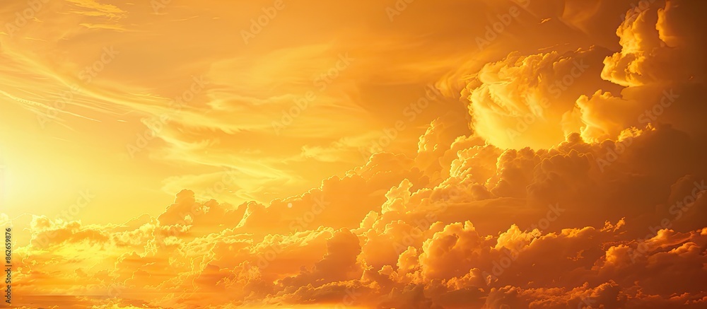 Poster the evening sky glows with sunset hues of orange, creating a picturesque scene with beautiful tones 