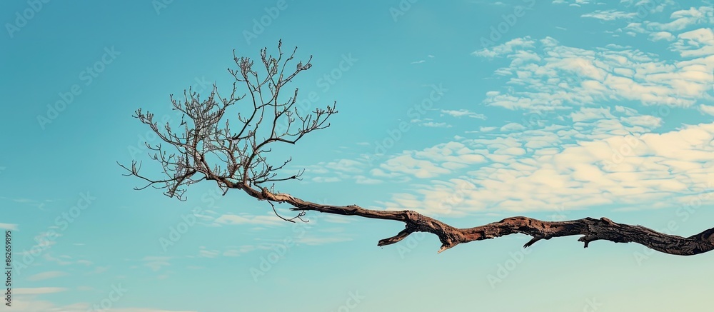 Aufkleber tree branch reaching towards a serene blue sky, providing a stunning copy space image.