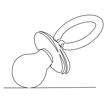 recommend clip art: continuous single drawn one line for infants pacifier hand-drawn picture silhouette. Line art
