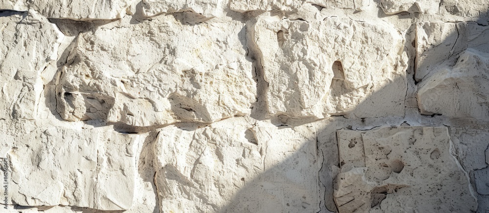 Sticker abstract background photo texture showcasing an empty white stone wall with a shadow providing ample