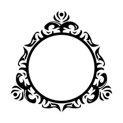 Decorative frame Elegant vector element for design in Eastern style, place for text. Floral black border. Lace illustration for invitations and greeting cards, laser cutting and engraving.