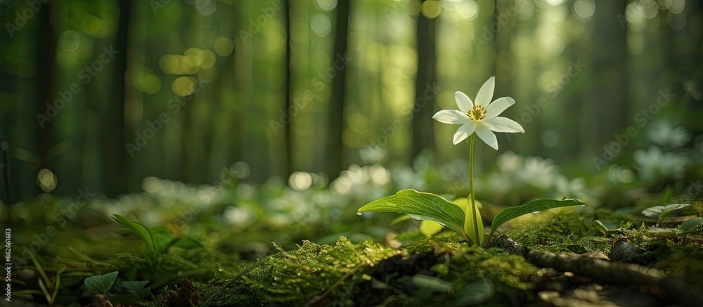 Aufkleber a lovely flower in a woodland setting with ample copy space image available.