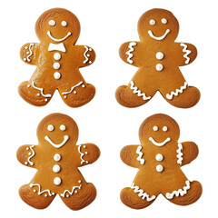 gingerbread man cookies isolated on white and transparent background