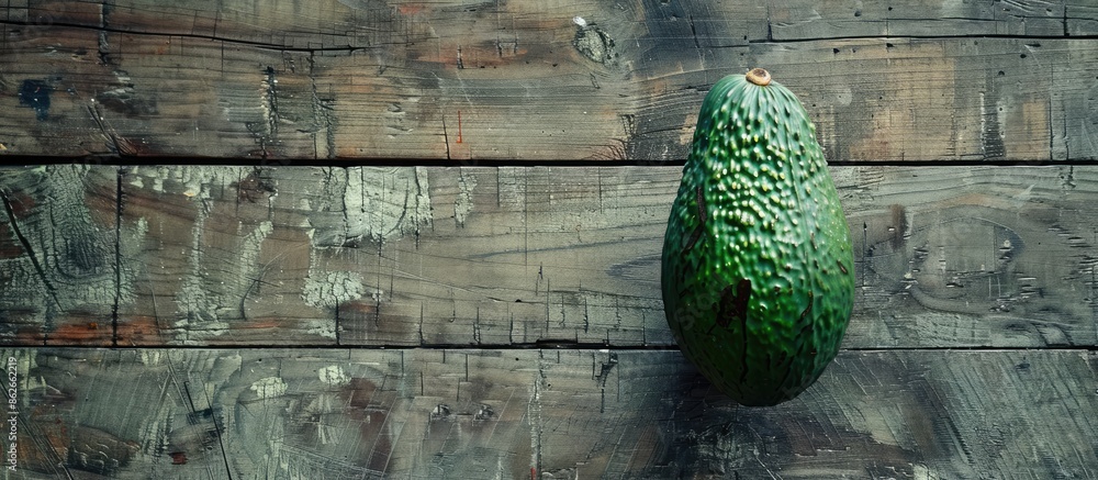 Aufkleber Avocado placed on a wooden surface with ample copy space and focused selectively.