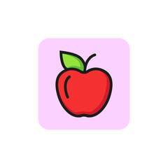 Apple with leaf line icon. Fresh, ripe, crop. Fruit concept. Vector illustration can be used for topics like food, ingredient, gardening