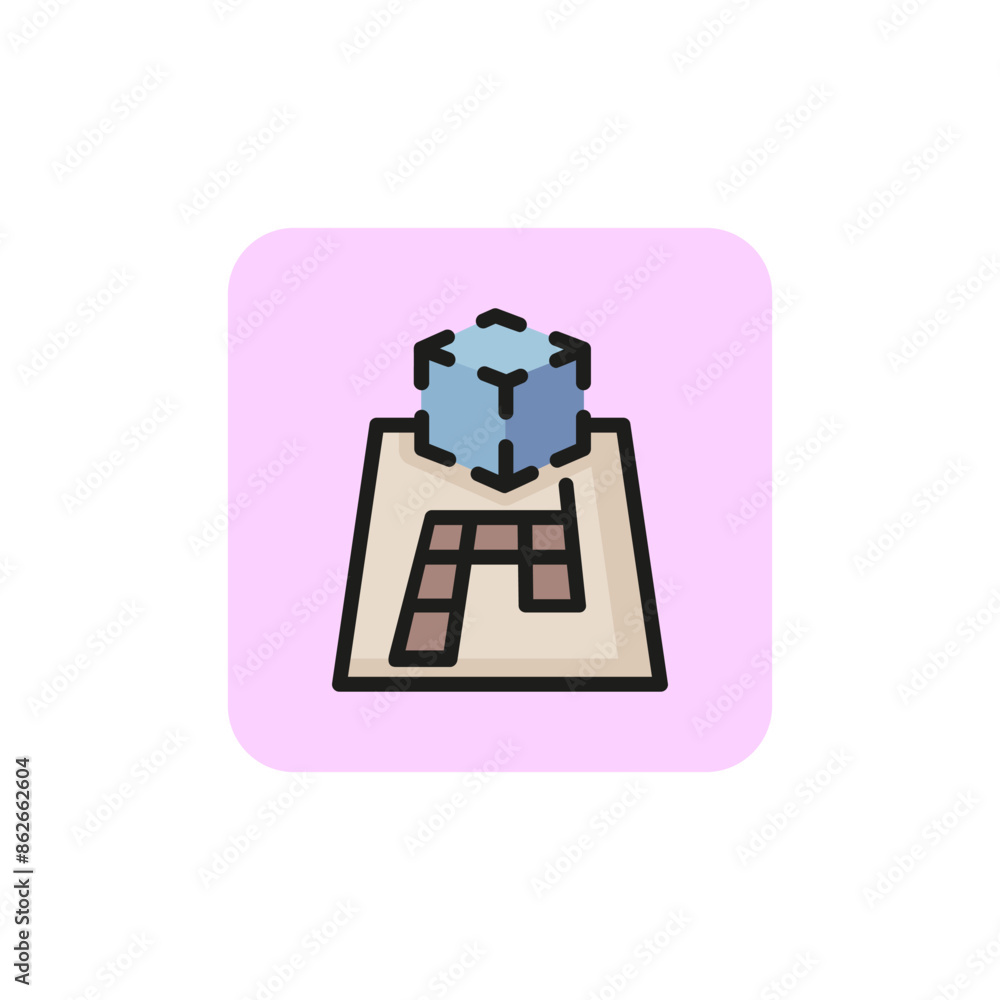 Poster ar projection line icon. 3d maquette, construction, prototype. 3d printing concept. vector illustrat