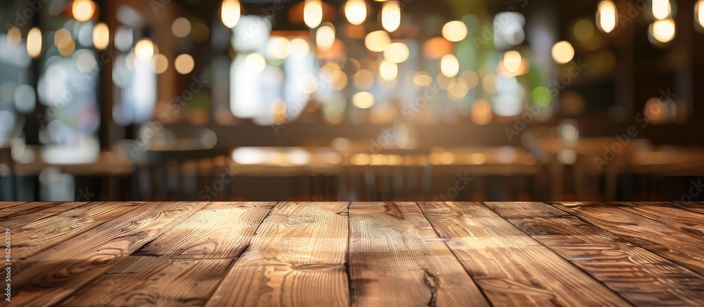 Aufkleber blurry restaurant background with table top copy space image.