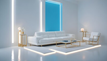 Photo interior modern design room 3d illustration